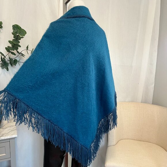 Karissma Wear Peru Womens One Size 100% Alpaca Poncho In Turqooise - Picture 6 of 9